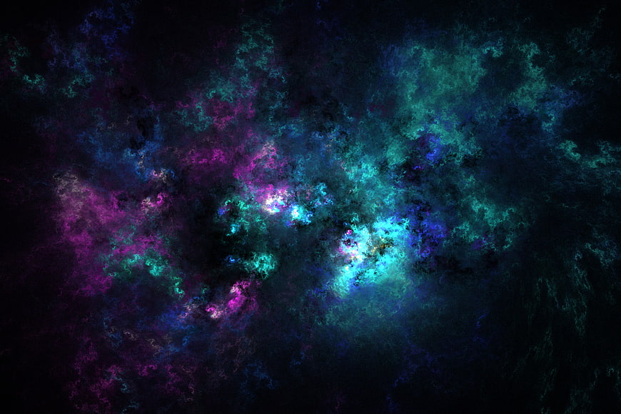 Abstract fractal thunderclouds in purple and blue