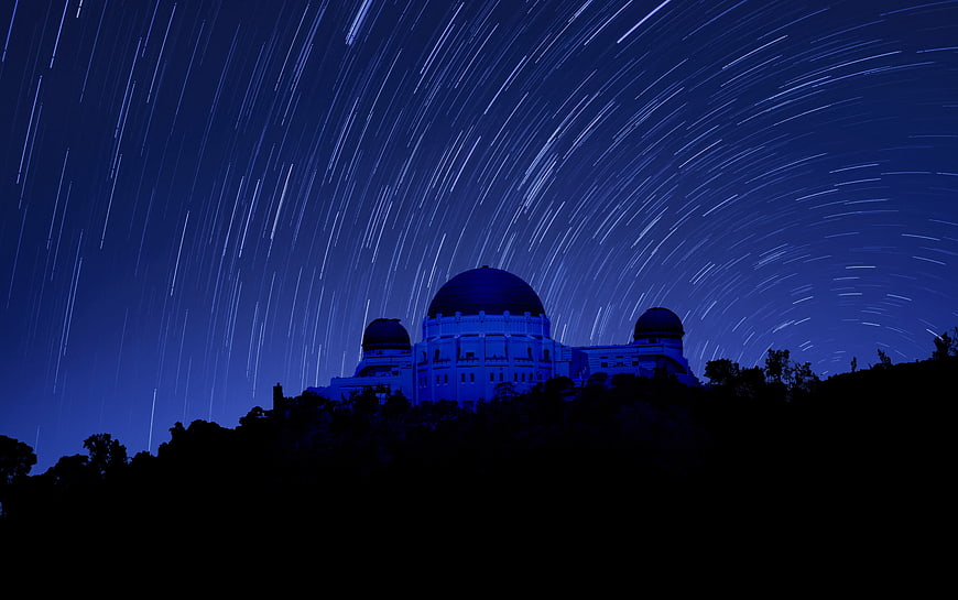 Griffith Observatory Star Trails Night Sky Los Angeles
