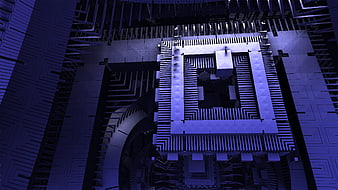 Abstract 3D Render of a Futuristic Quantum Processor Chip