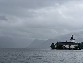 Bled Island Church on Lake Bled Under Overcast Sky