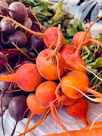 Fresh Golden and Purple Beets at Farmers Market