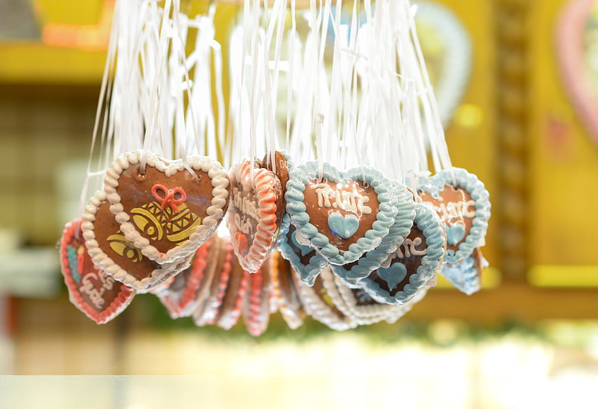 Hanging Heart-Shaped Gingerbread Cookies with Icing
