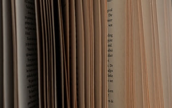 Close-up of open book pages with blurred text