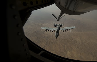 A-10 Warthog aerial refueling from cockpit view