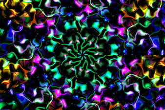 Abstract kaleidoscope pattern with vibrant neon colors