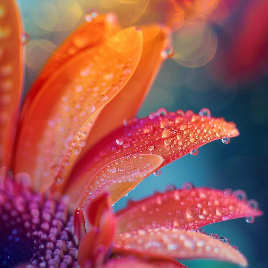 Vibrant Orange Gerbera Daisy with Water Droplets Close-Up