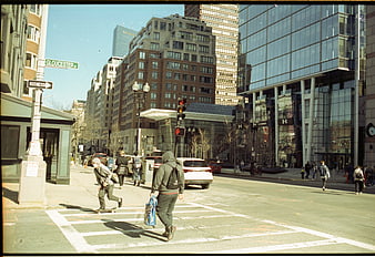 Vintage Film Photo of Boston Downtown Street Scene