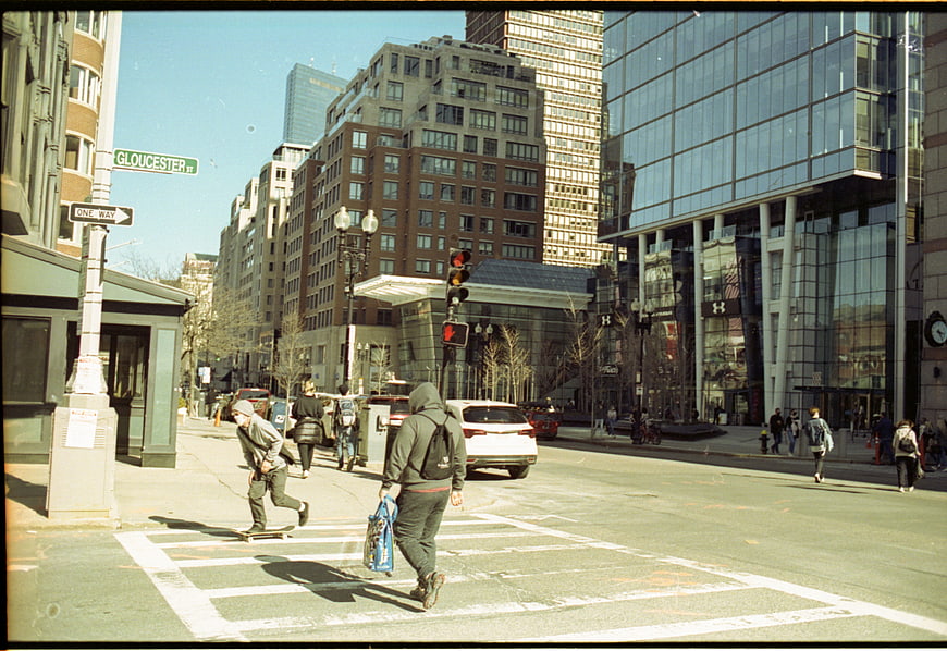 Vintage Film Photo of Boston Downtown Street Scene