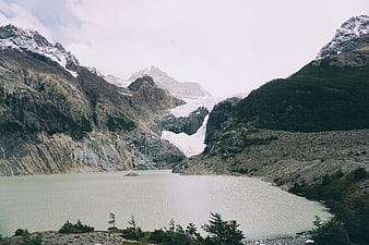 Majestic Glacier Lake Surrounded by Snowy Mountain Peaks