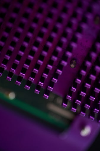 Close-up of purple computer cooling fan blades