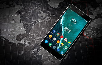 Smartphone on Vintage World Map Background
