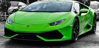 Green Lamborghini Huracan Super Car Front View