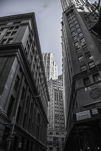 Black and White Urban Architecture of Tall Skyscrapers