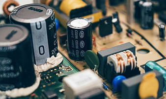 Close-up of electronic circuit board components
