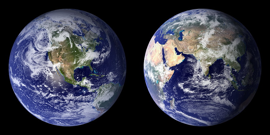 Blue Marble Earth Globe View on Black Background