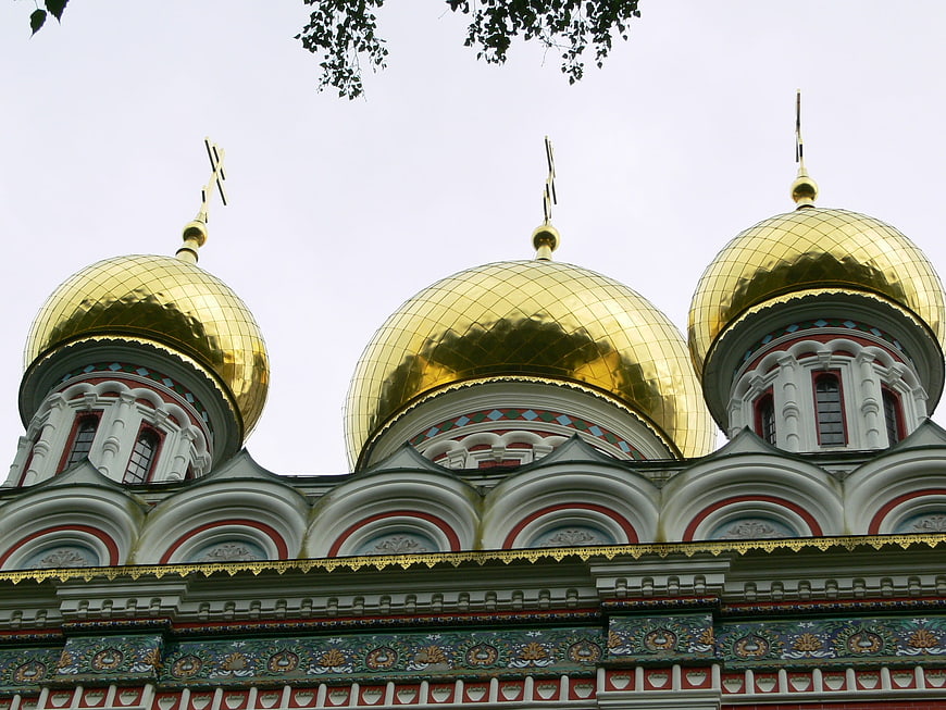 Golden domes of an Orthodox church in Bulgaria