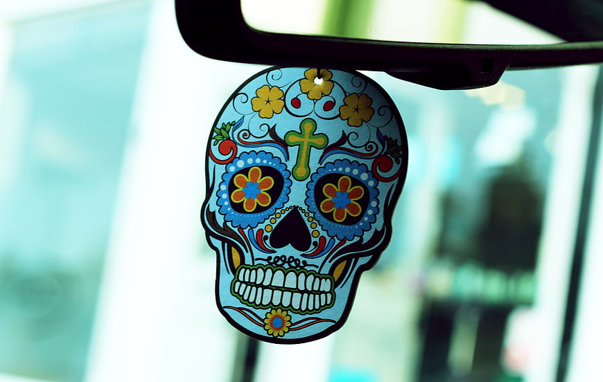Colorful Day of the Dead Skull Car Air Freshener