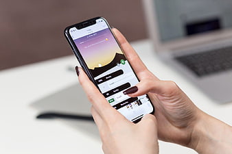 Woman Hands Using Smartphone App Interface