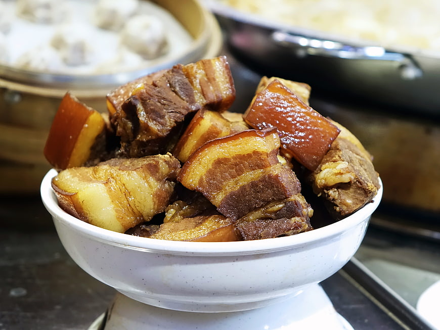 Braised Pork Belly in White Bowl