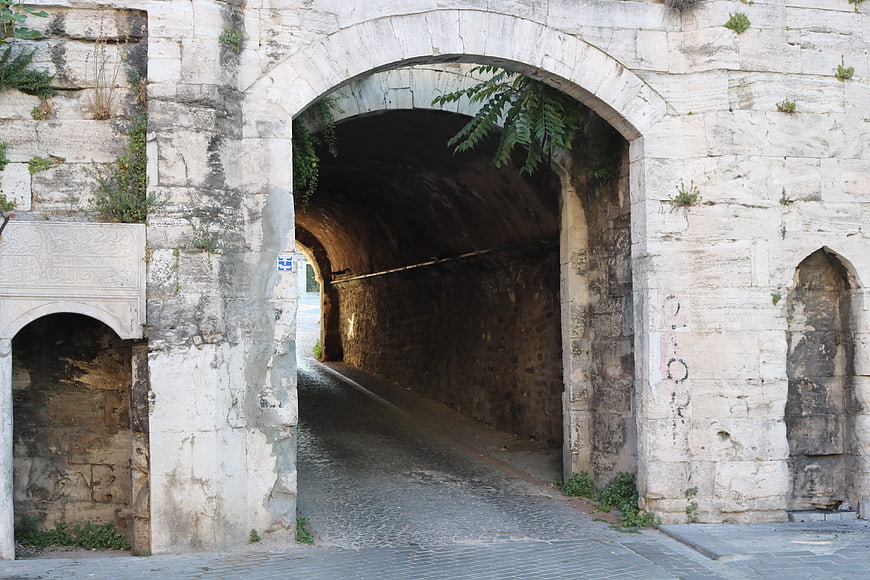 Ancient stone archway tunnel in Istanbul, Turkey