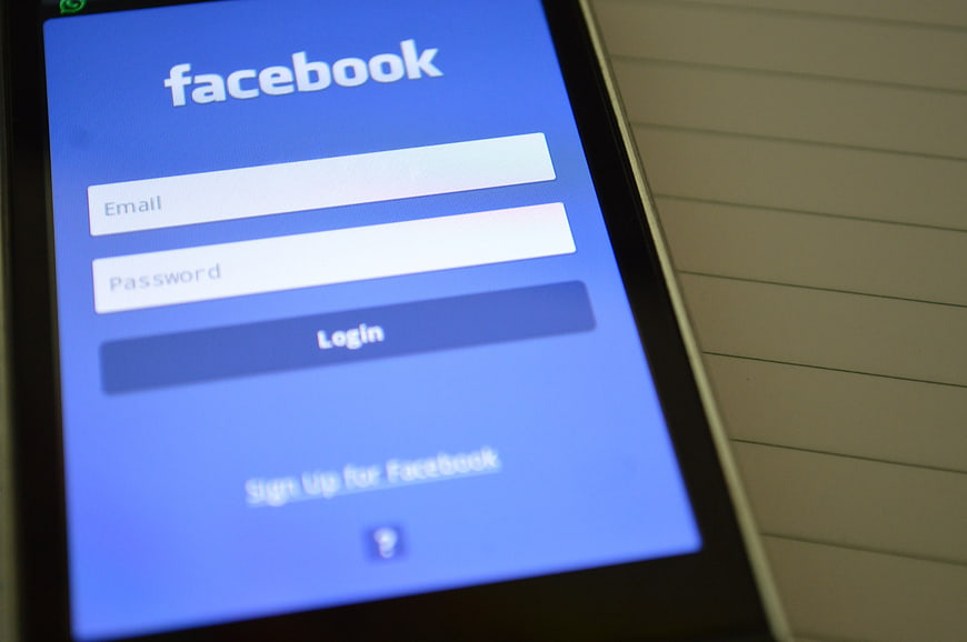 Facebook Login Screen on Smartphone Display