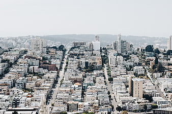 Aerial View of San Francisco Urban Skyline and Hills