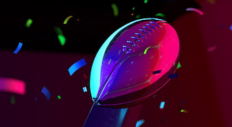 Neon American Football Trophy With Confetti
