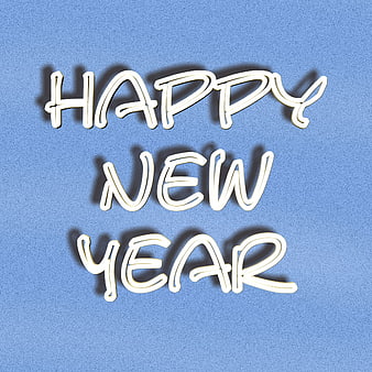 Happy New Year Text Spelled With White Pipe Cleaners On Blue Background