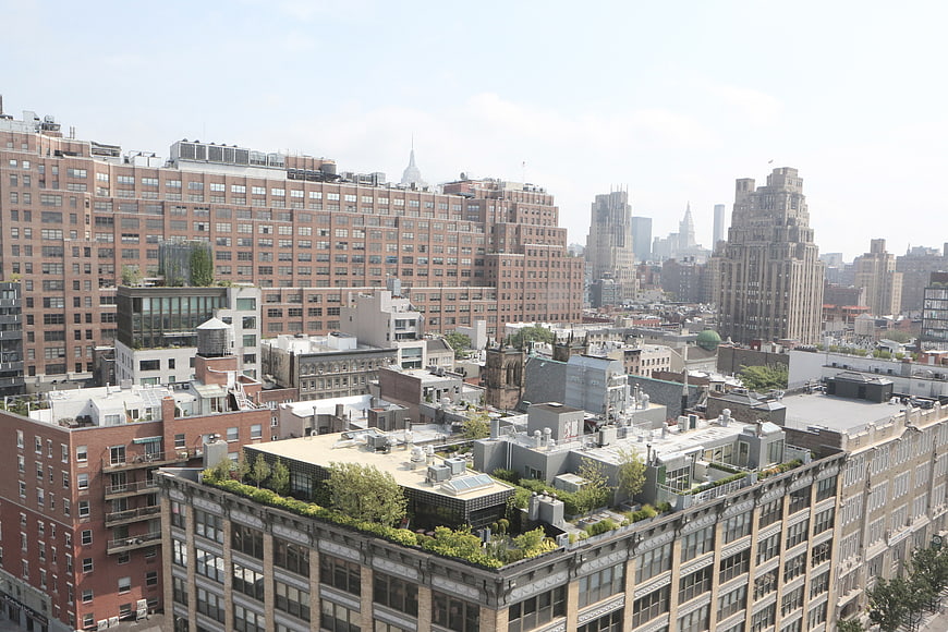 Aerial View of New York City Rooftops and Skyscrapers
