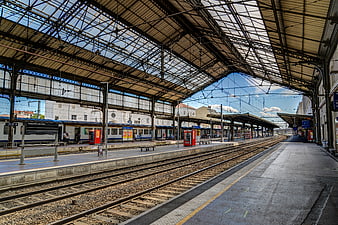 Valence Train Station Platform with Vintage Canopy and Tracks
