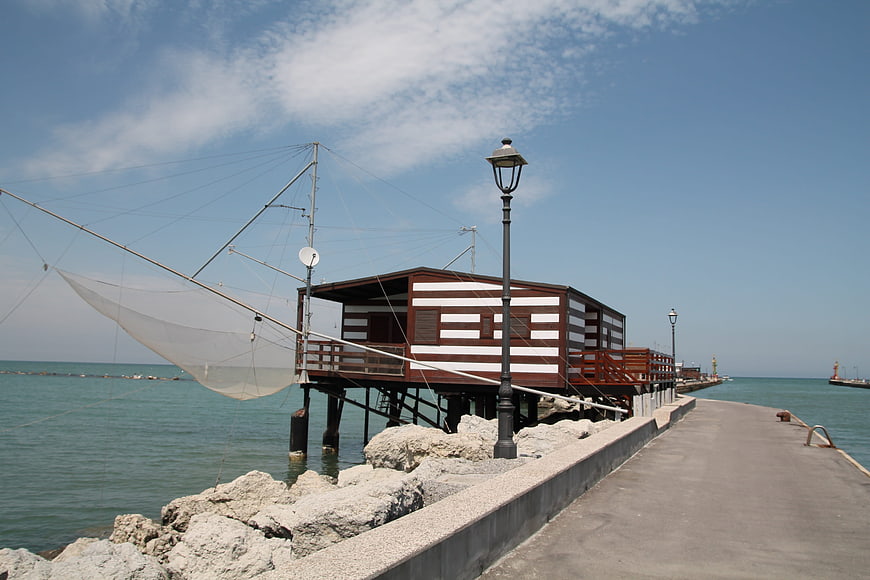 Traditional Fishing House on Wooden Stilts by the Sea