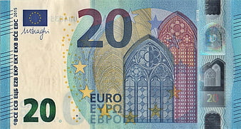 Close-up of 20 Euro Banknote with Gothic Architecture