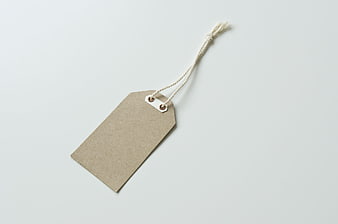 Blank Kraft Paper Price Tag With String On White Background