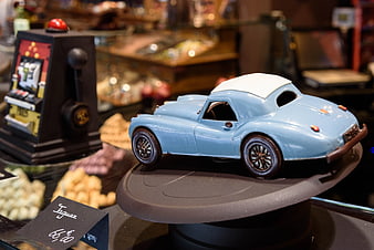 Blue Vintage Jaguar Car Cake Display