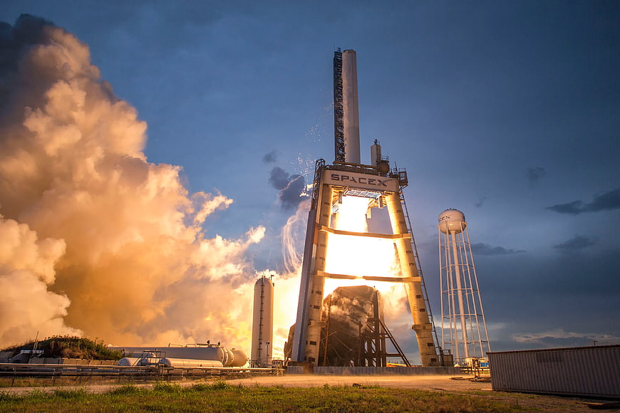 SpaceX Falcon 9 Rocket Launch at Sunset
