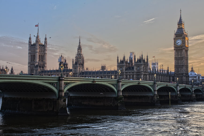 Westminster Bridge and Big Ben at Sunset, London