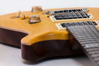 Close-up of Vintage Sunburst Electric Guitar Body