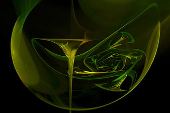 Abstract Green and Gold Fractal Art Design