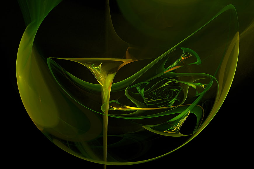 Abstract Green and Gold Fractal Art Design