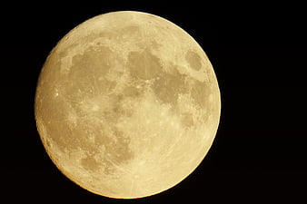 Full Moon Close Up Against Black Night Sky