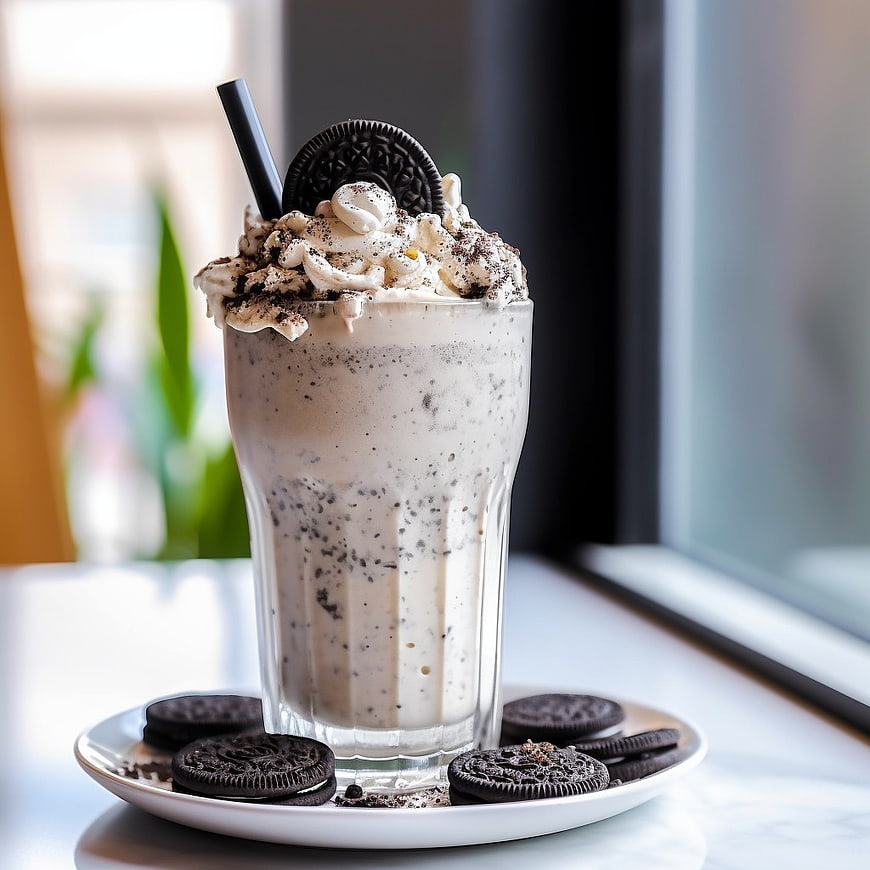 Creamy Cookie Milkshake with Whipped Cream and Cookies