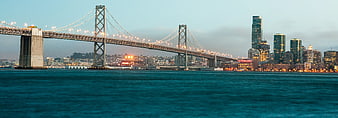 San Francisco Bay Bridge and Skyline at Dusk
