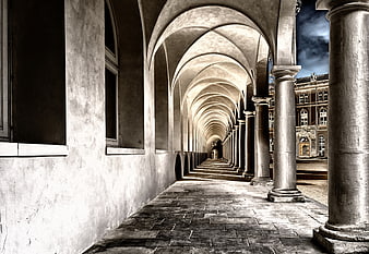 Baroque Cloister Arches in Dresden Monastery Courtyard