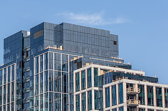 Modern Glass Office Buildings Under Construction