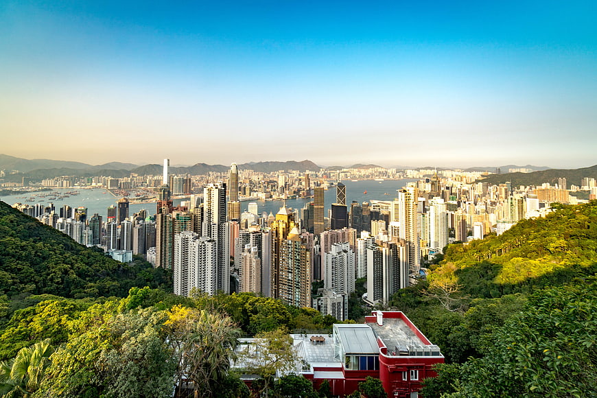 Panoramic View of Hong Kong Skyline from Victoria Peak