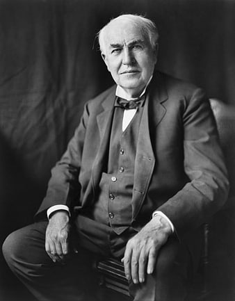 Historical Black and White Portrait of Thomas Edison in Formal Suit