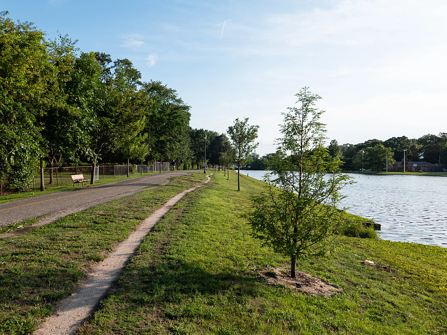 Paved Path Along Lake in Green Park