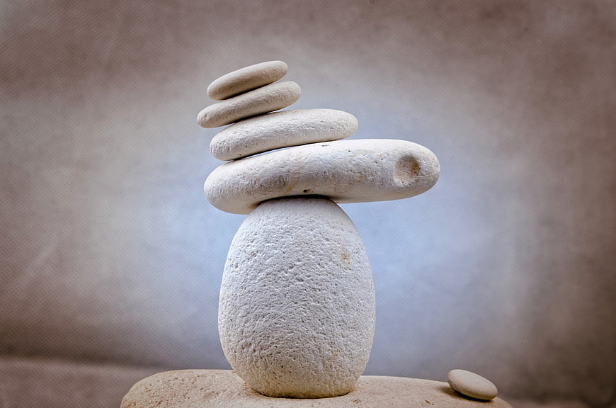 Stacked white stones zen balance concept