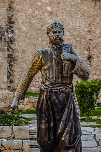 Bronze Fisherman Statue in Traditional Cypriot Costume