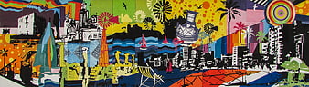 Colorful Cyprus street art mural depicting culture and tourism